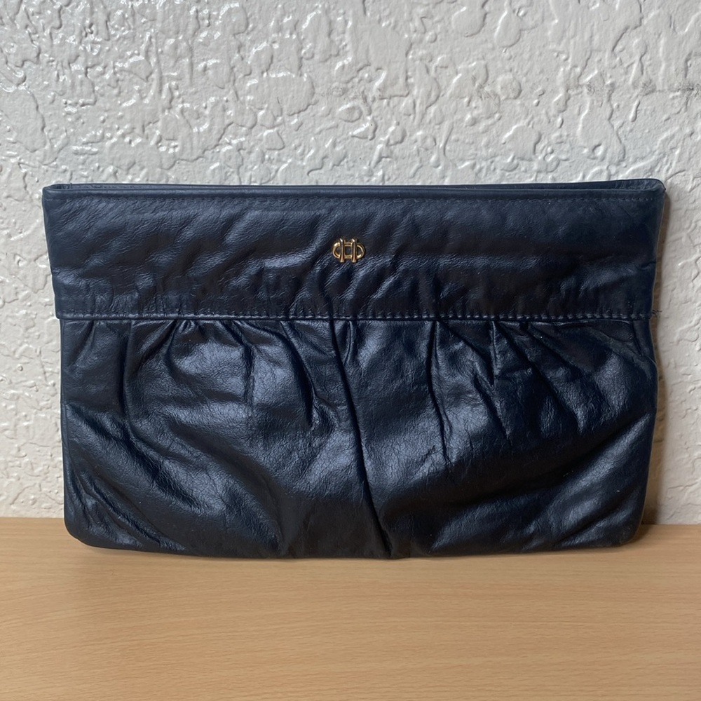 Vintage letisse black 100% leather clutch